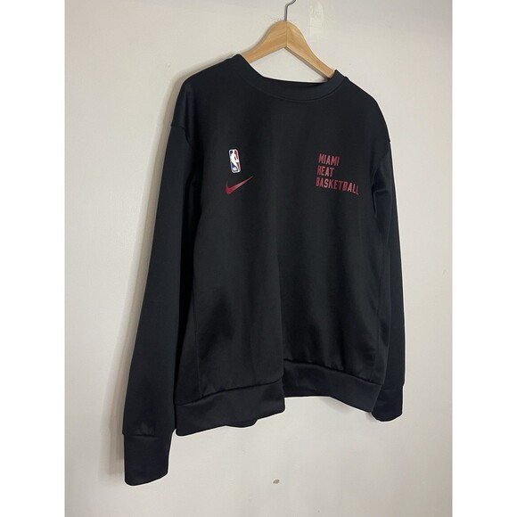 Nike Dri Fit Men's Large Black Sweatshirt Miami Heat Basketball Pullover - Picture 2 of 7